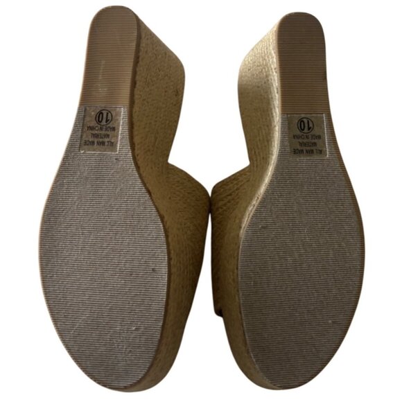 SODA Bounty-S Wedge Platform Heel Slide Raffia, size 10 - Picture 8 of 9